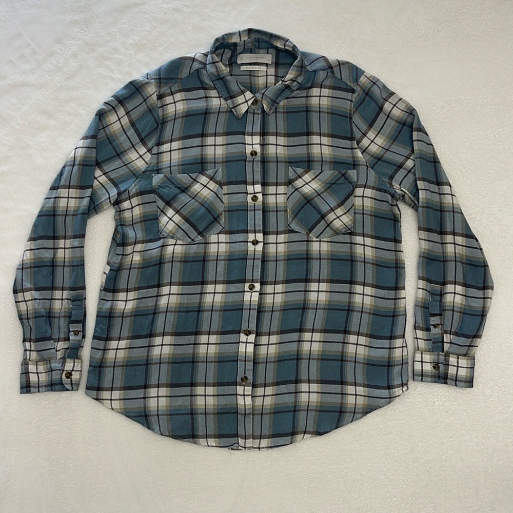 Lucky Brand Classic Fit Plaid Button Shirt Long Sleeve Sz Large